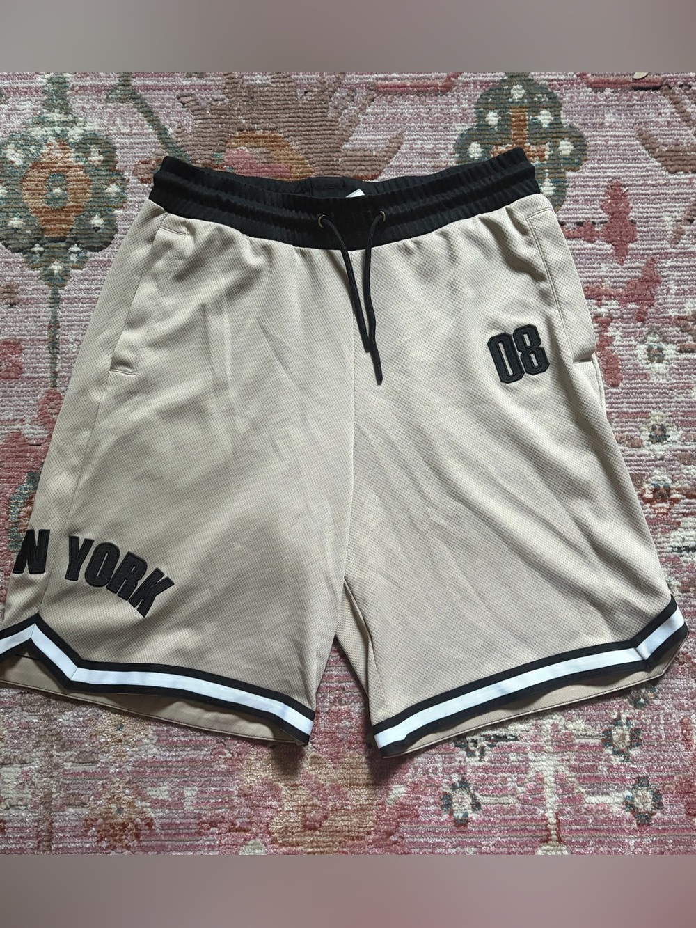 H&M Beige Athletic Shorts with Black Accents